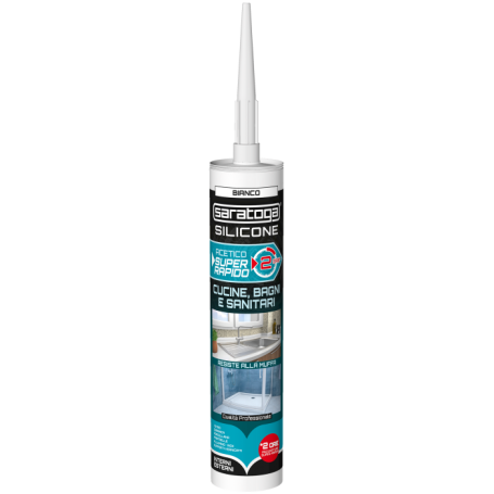 Silicone acetico      saratoga - bianco - ml.280 - super rapido