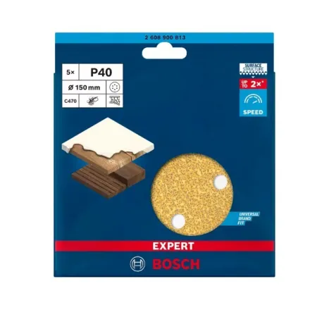 Schleifblätter d.150 v bosch - 2608900813 - orange-gr.40-pcs.5