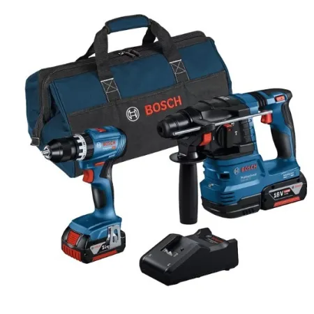 Bosch GSB18V-45+GBH18V-22 Kit - mit Tasche - Ladegerät + 2 x 4Ah Akkus
