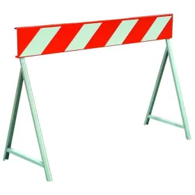 Feste Signalbarriere - 120x20 cm - weiß/rot mit Standfüßen