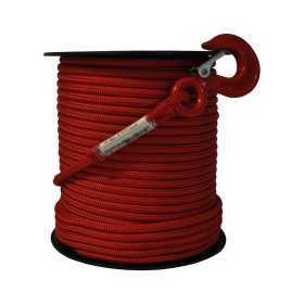 Rotes Textilseil mit Haken – 10 mm – 100 Meter – hohe Reißfestigkeit