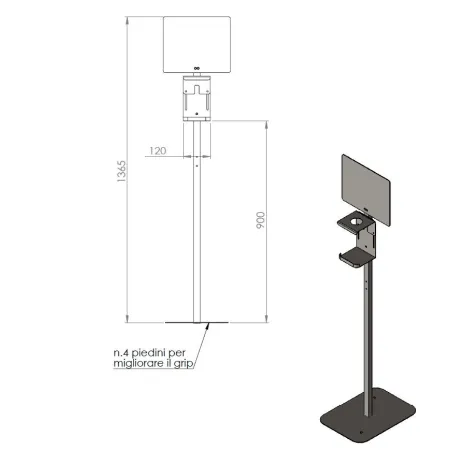 Hydro-tower für gel-handdesinfektionsmittel - smart-edelstahl - mit schild-info